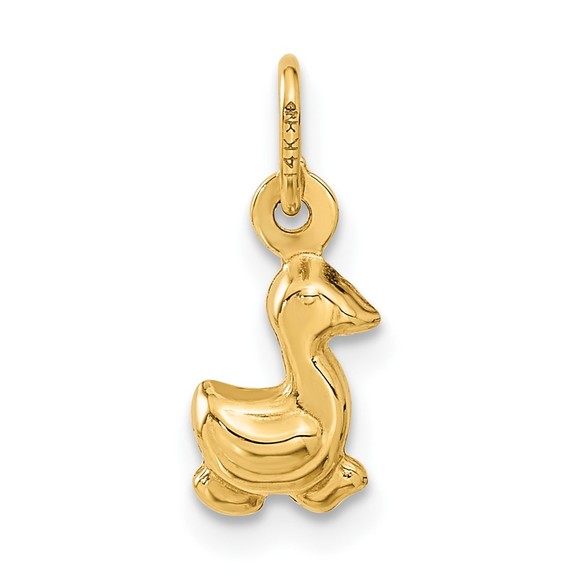14k Yellow Gold Mini Animal Bird Duck Necklace Charm Pendant - Picture 3 of 5